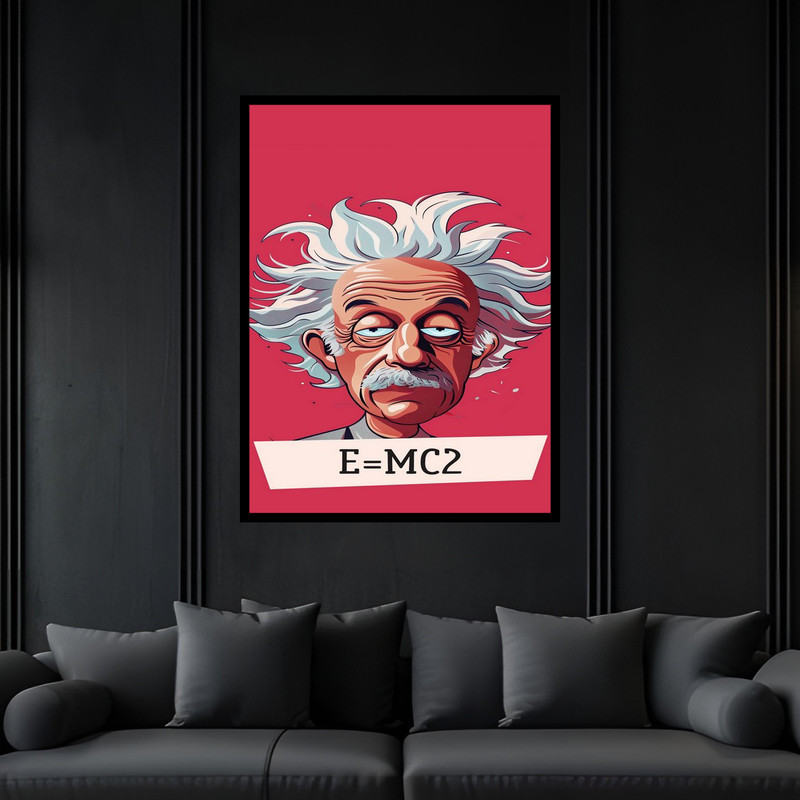 تابلو بکلیت طرح دکوری فانتزی آلبرت انیشتین دانشمندو فیزیک دان مدل B-bu6034 فریم مشکی