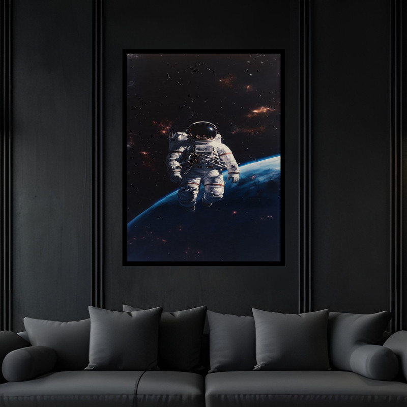 تابلو بکلیت طرح دکوری فضا و کهکشان سیاره زمین مدل B-bu6242 فریم مشکی