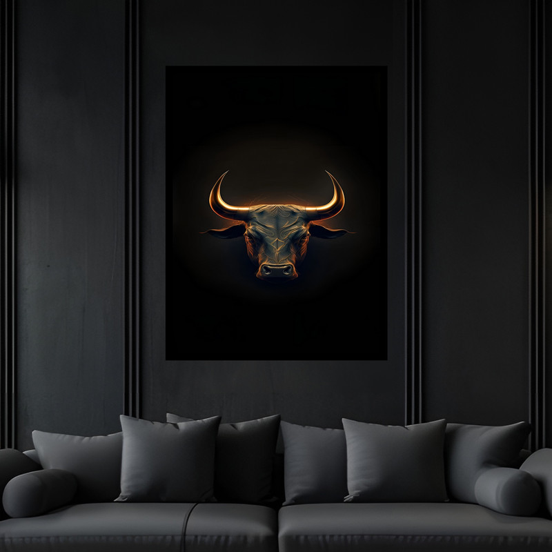 تابلو بکلیت طرح دکوراتیو خفن گاو مدل B-bu7132 فریم مشکی