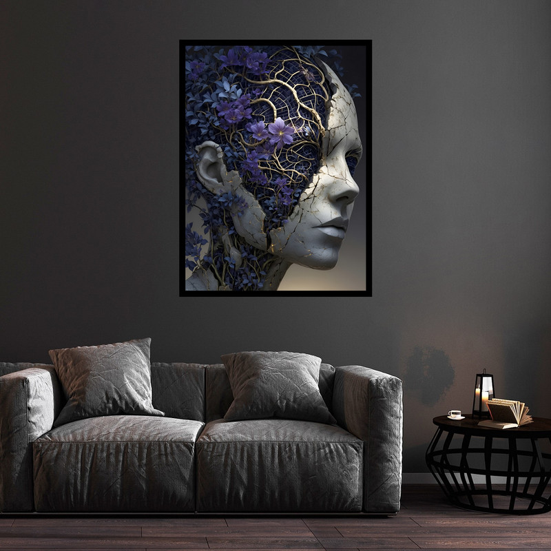 تابلو بکلیت طرح دکوری هنری چهره مدل B-bu5717 فریم مشکی