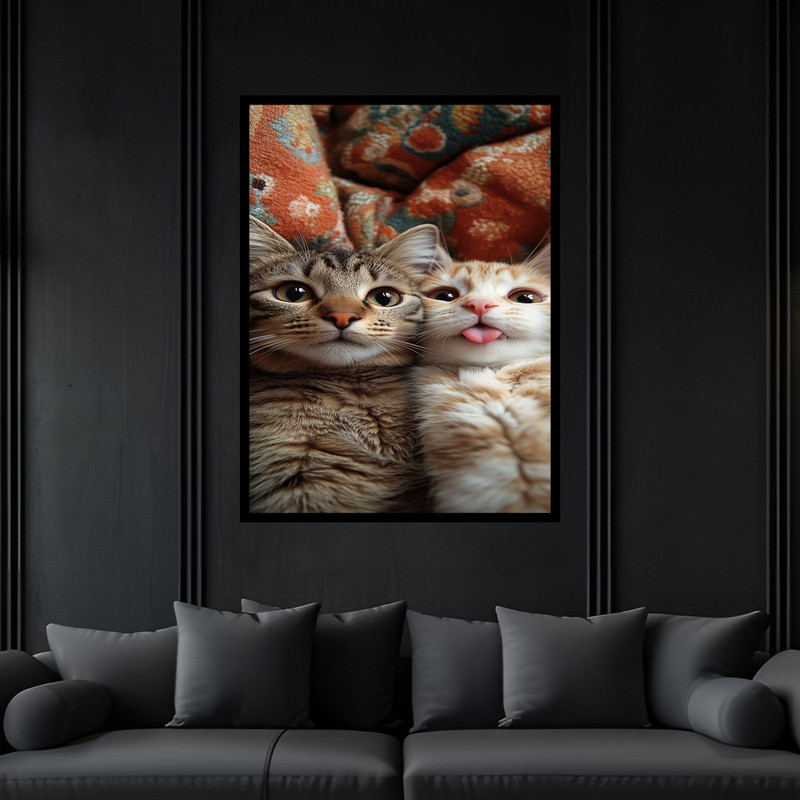تابلو بکلیت طرح مدرن دکوری فانتزی حیوانات گربه مدل B-bu6200 فریم مشکی