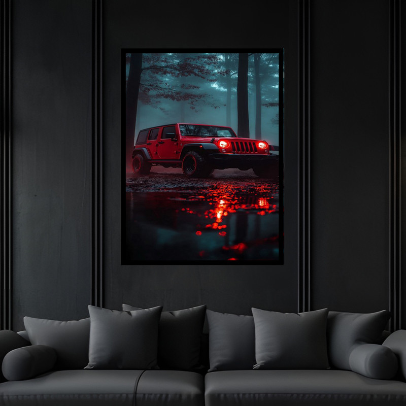 تابلو بکلیت طرح مدرن خودرو و ماشین آفرود مدل B-bu6187 فریم مشکی