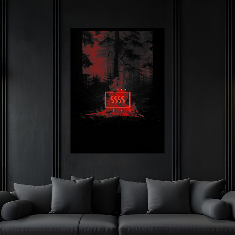 تابلو بکلیت طرح نشانه راهنما دستگاه خانگی المنت حرارت و آتش مدل B-bu6073 فریم مشکی