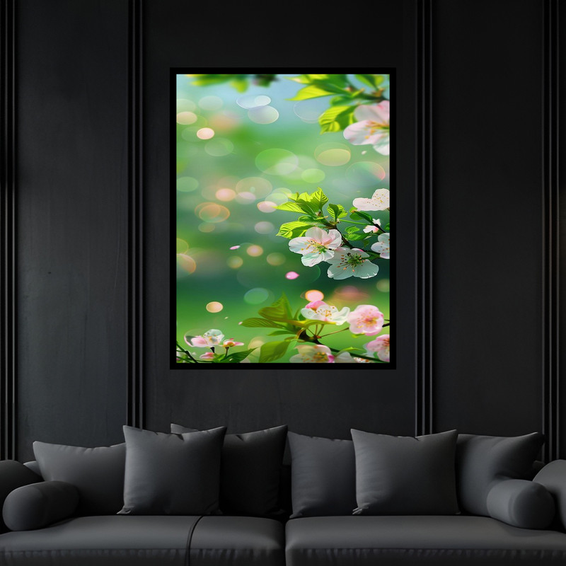 تابلو بکلیت طرح هنری دکوراتیو مدرن منظره طبیعت گل مدل B-bu6816 فریم مشکی