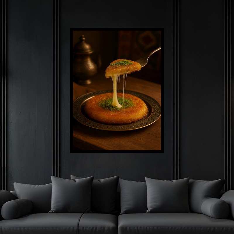 تابلو بکلیت طرح کافه و کافی شاپ کیک و شیرینی سنتی باقلوا  مدل B-bu7355 فریم مشکی