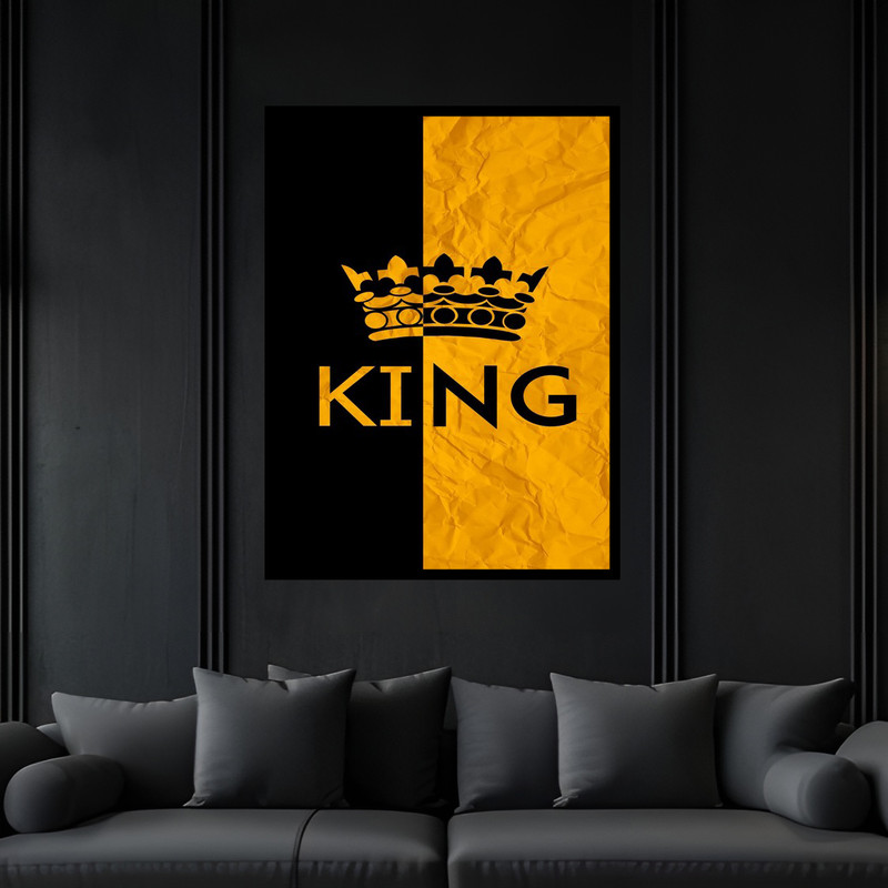 تابلو بکلیت طرح دکوری خفن تاج پادشاه  مدل B-bu6534 فریم مشکی