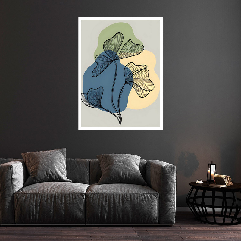 تابلو بکلیت طرح مینیمال هنری مدرن دکوراتیو گل و گلبرگ مدل W-bu5799 فریم سفید