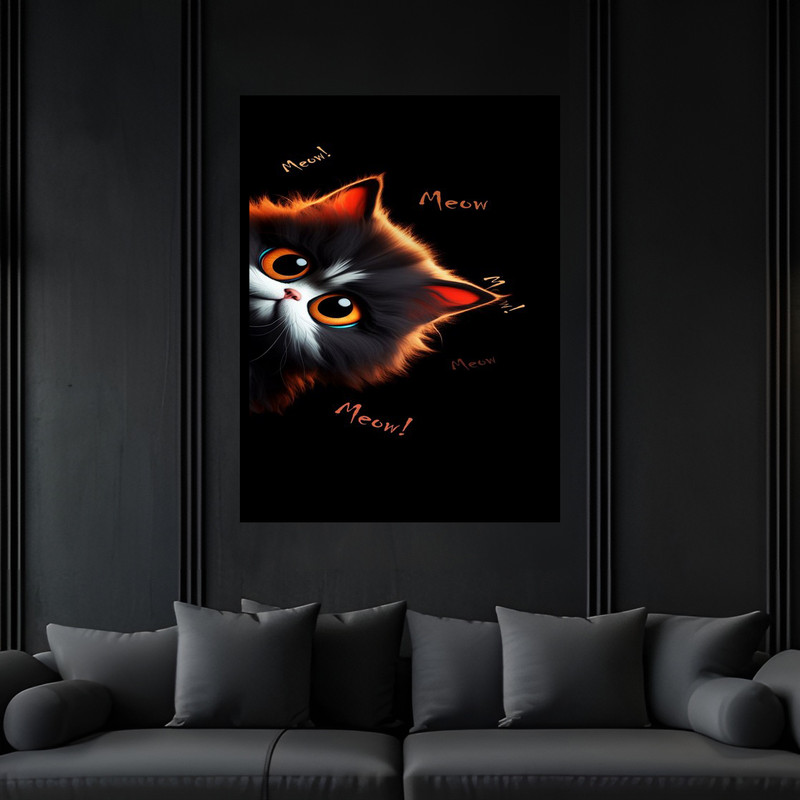 تابلو بکلیت طرح فانتزی دکوری حیوانات گربه مدل B-bu6825 فریم مشکی