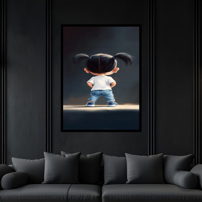 تابلو بکلیت طرح ژستیک دختر بچه کودک مدل B-bu6262 فریم مشکی