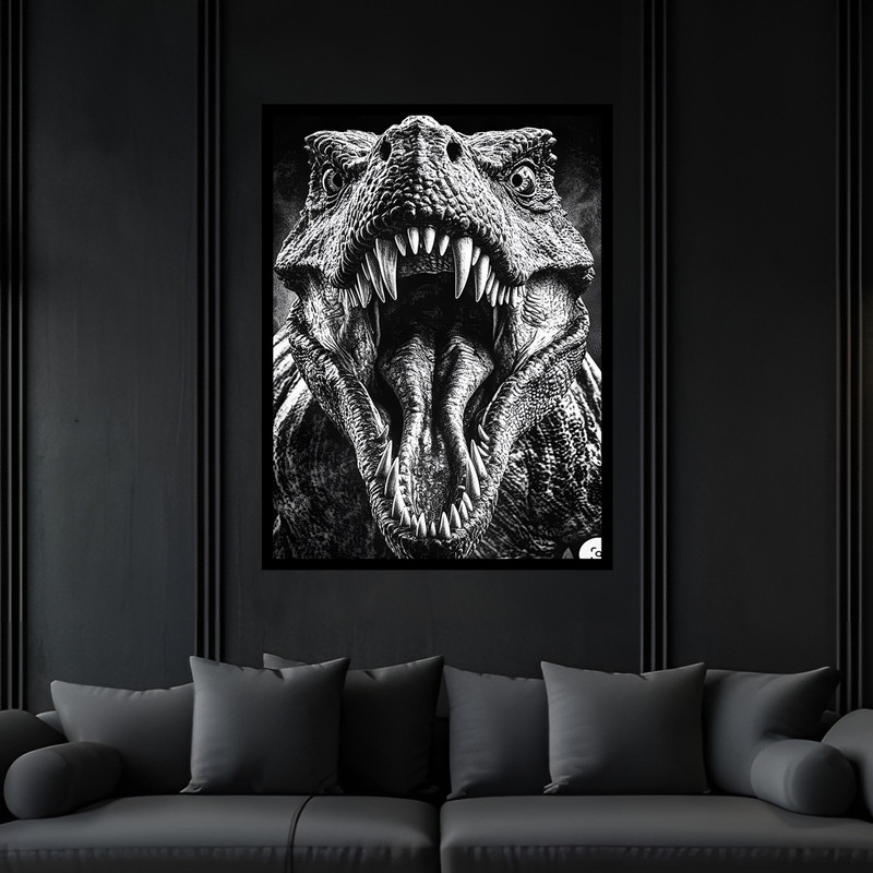 تابلو بکلیت طرح حیوانات ما قبل تاریخ دایناسور مدل B-bu7056 فریم مشکی