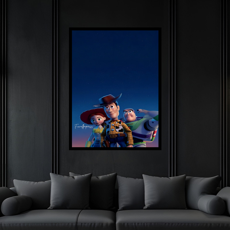 تابلو بکلیت طرح انیمیشن و کارتون اسباب بازی ها مدل B-bu7053 فریم مشکی