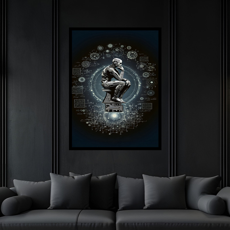 تابلو بکلیت طرح تکنولوژی و فناوری ربات انسان مدل B-bu7085 فریم مشکی