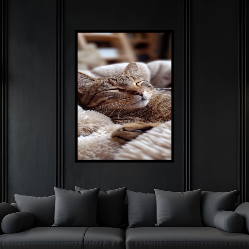 تابلو بکلیت طرح دکوری دکوراتیو فانتزی حیوانات گربه مدل B-bu6010 فریم مشکی