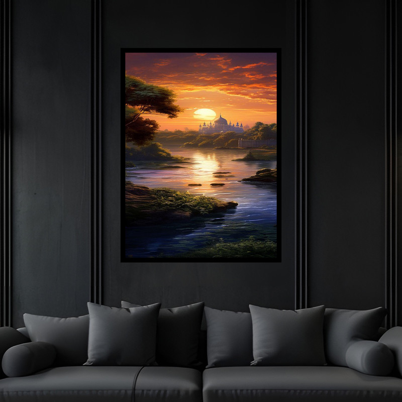 تابلو بکلیت طرح بنای تاریخی نوستالژیک کشور هند مدل B-bu6850 فریم مشکی