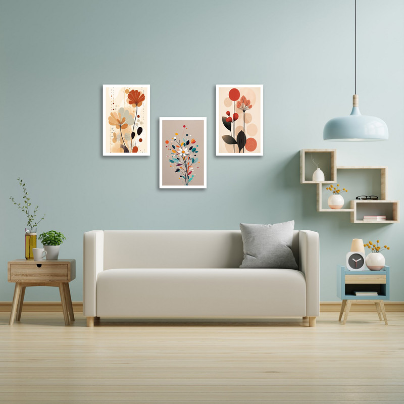 تابلو بکلیت طرح هنری مدرن دکوری و دکوراتیو کلاسیک و مینیمال مدل  W-bu3857 مجموعه سه عددی فریم سفید