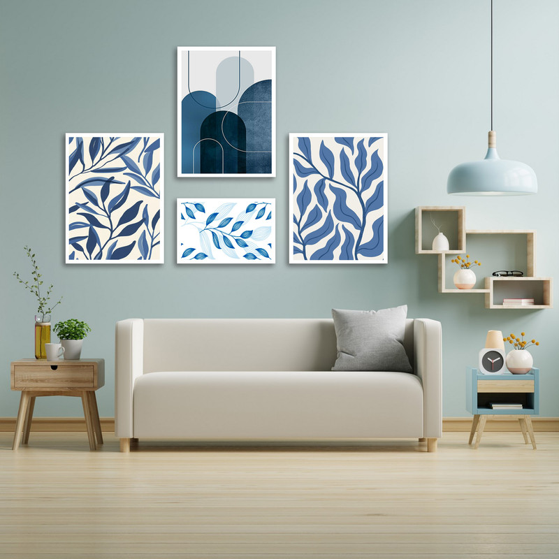 تابلو بکلیت طرح هنری مدرن و دکوراتیو کلاسیک و مینیمال مدل  W-bu3869 مجموعه چهار عددی فریم سفید