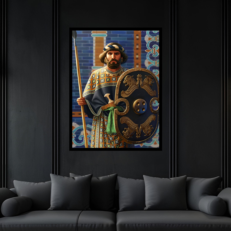 تابلو بکلیت طرح کوروش سرباز هخامنشیان باستانی تاریخی ایران مدل B-bu7106 فریم مشکی