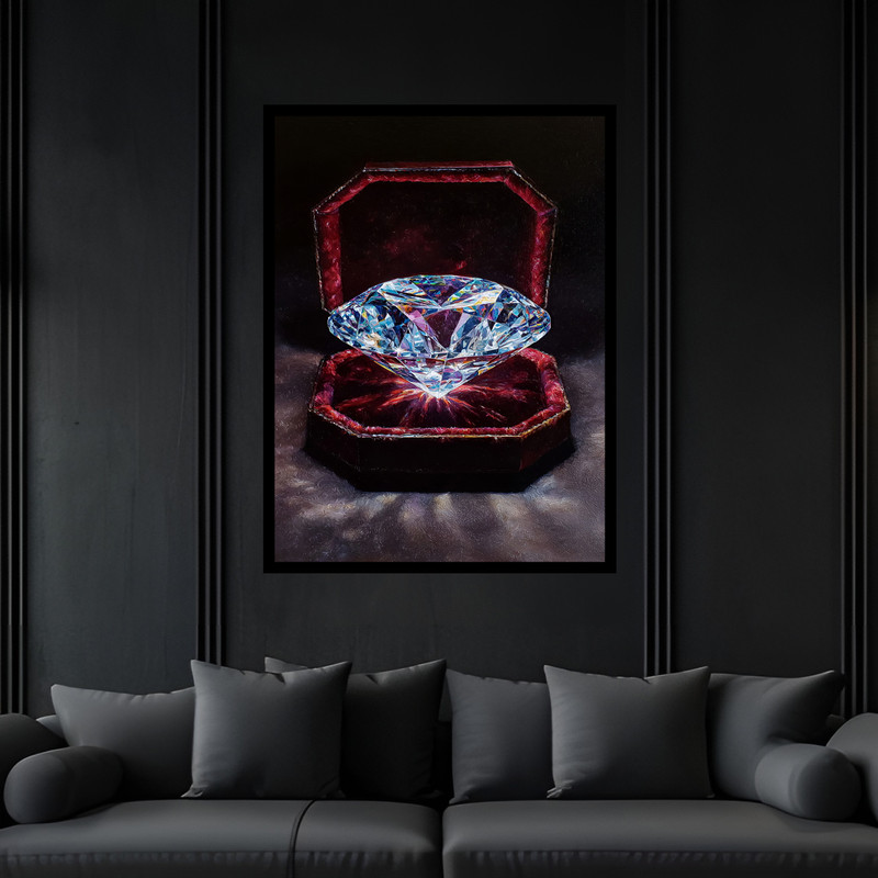 تابلو بکلیت طرح دکوراتیو لوکس مدرن جواهر الماس مدل B-bu7103 فریم مشکی