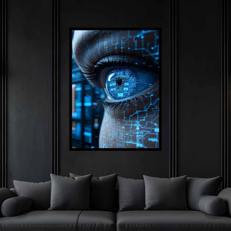 تابلو بکلیت طرح قفل تکنولوژی و فناوری امنیت شبکه کامپیوتر مدل B-bu6910 فریم مشکی