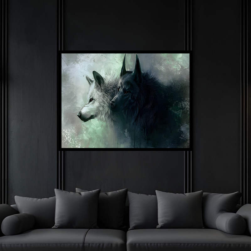 تابلو بکلیت طرح دکوری دکوراتیو حیوانات گرگ مدل B-bu6682 فریم مشکی