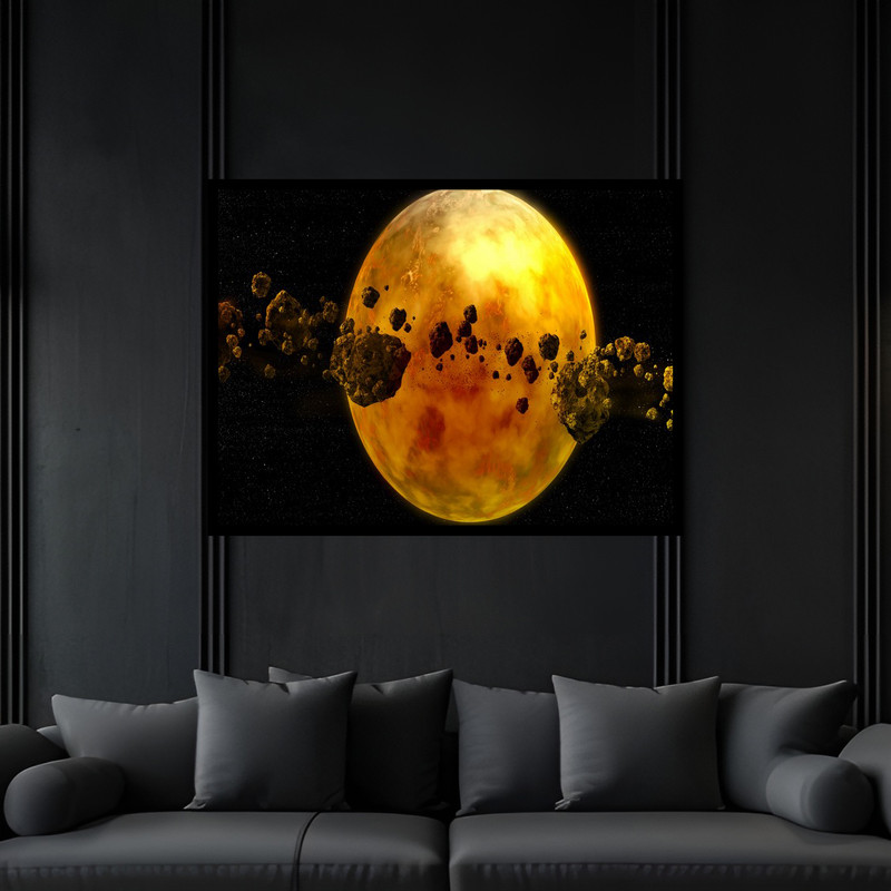 تابلو بکلیت طرح فضا و کهکشان سیاره و کره مدل B-bu6545 فریم مشکی