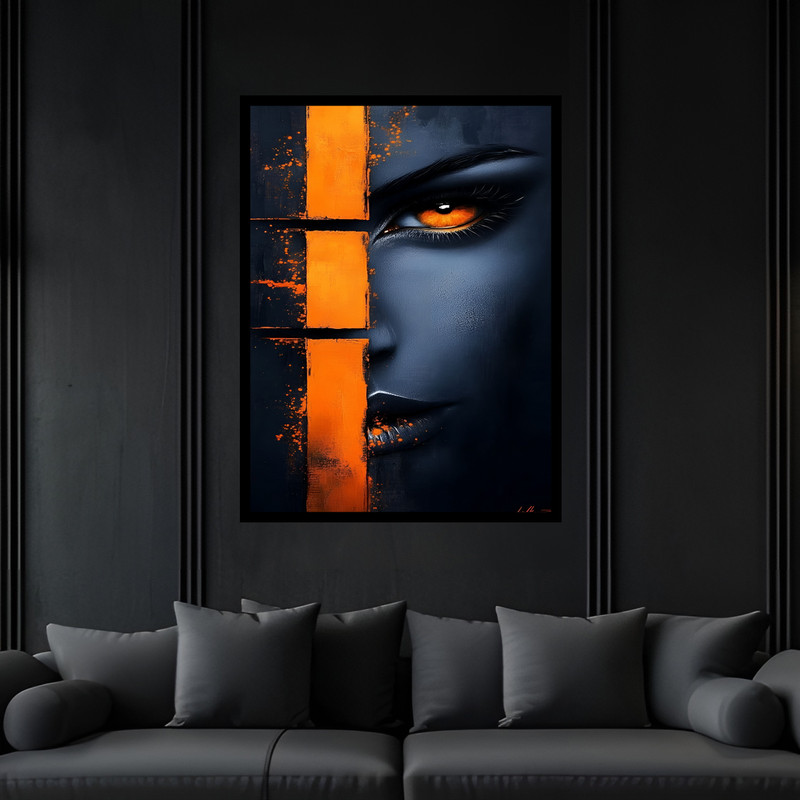 تابلو بکلیت طرح دکوراتیو مدرن ژستیک چهره دخترانه مدل B-bu7015 فریم مشکی