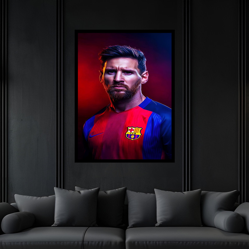 تابلو بکلیت طرح ورزشی بازیکن فوتبال مسی مدل B-bu7169 فریم مشکی