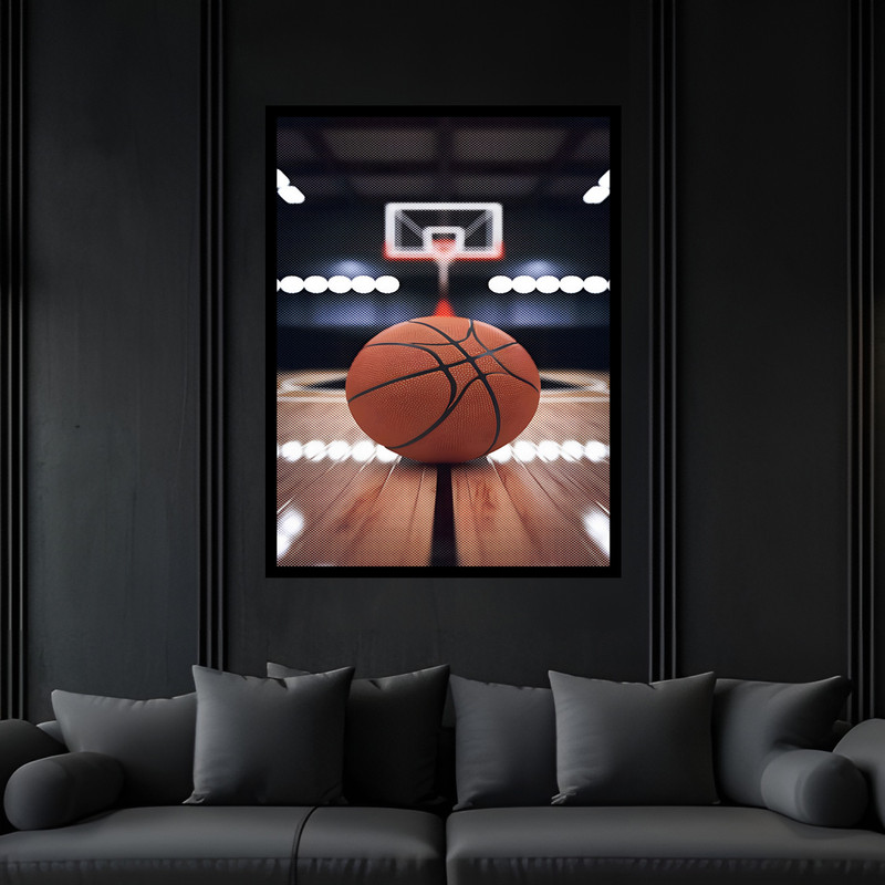تابلو بکلیت طرح ورزشی توپ بسکتبال مدل B-bu7148 فریم مشکی