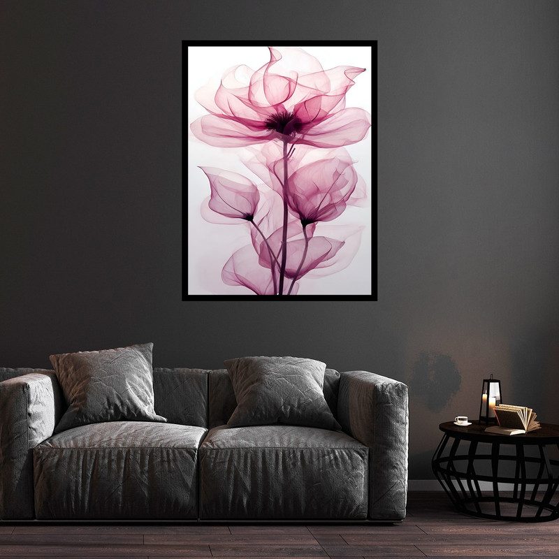 تابلو بکلیت طرح هنری دکوری و دکوراتیو گل مدل B-bu5817 فریم مشکی