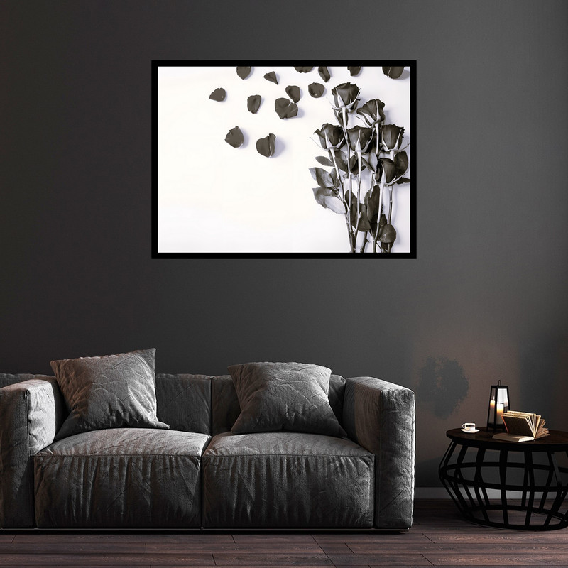 تابلو بکلیت طرحدکوری هنری دکوراتیو دسته گل  مدل B-bu5874 فریم مشکی