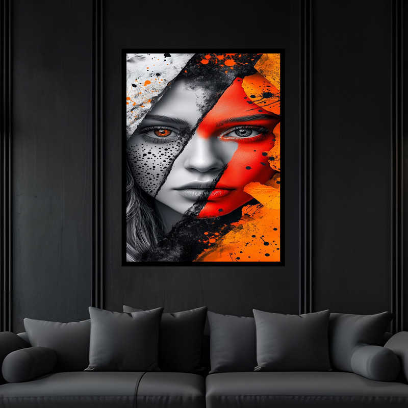 تابلو بکلیت طرح دکوری مدرن دکوراتیو چهره ژستیک دخترانه مدل B-bu6390 فریم مشکی