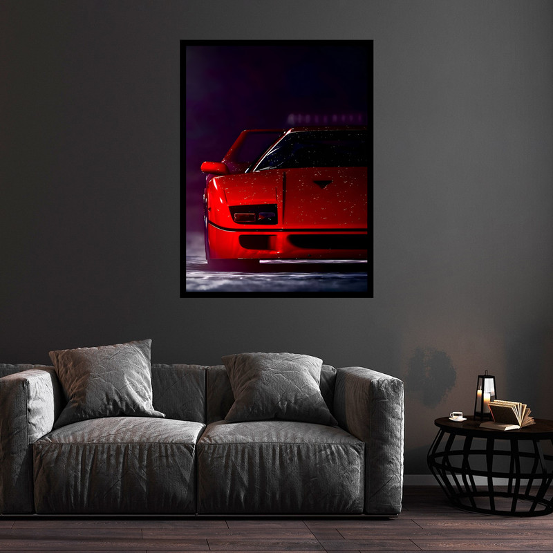 تابلو بکلیت طرح فانتزی هنری ماشین مدل B-bu5738 فریم مشکی