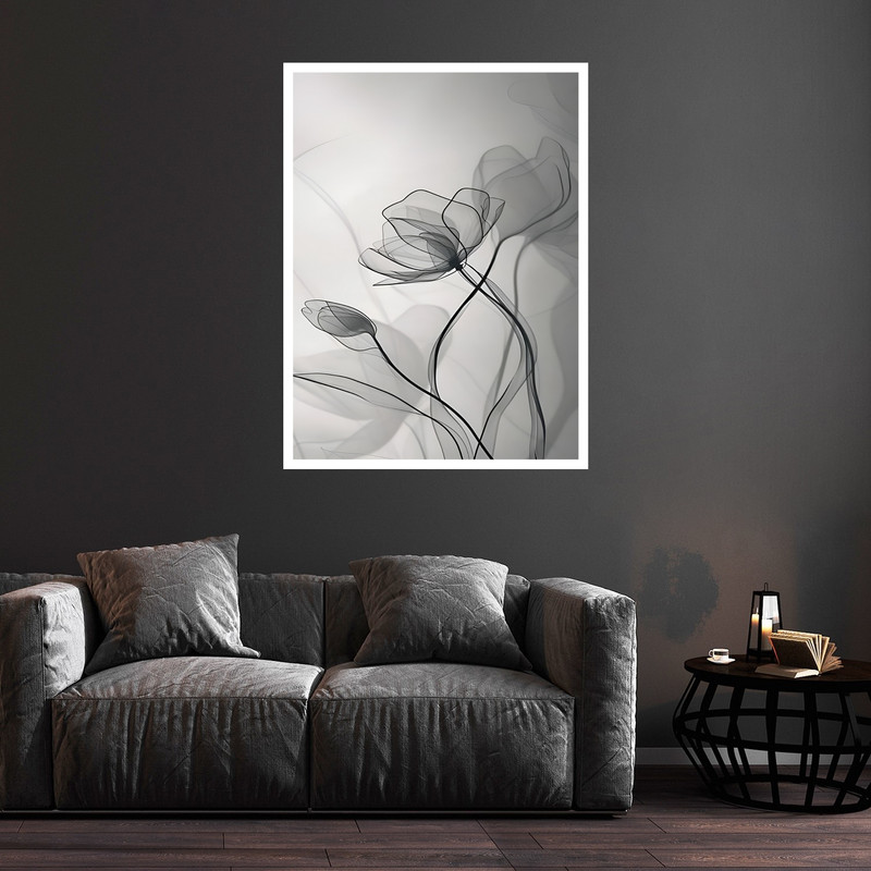 تابلو بکلیت طرح مدرن و هنری دکوراتیو گل مدل W-bu5835 فریم سفید