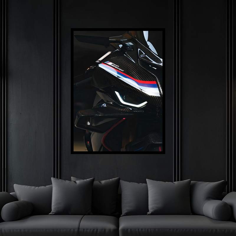 تابلو بکلیت طرح دکوراتیو مدرن موتور سیکلت BMW مدل B-bu7232 فریم مشکی