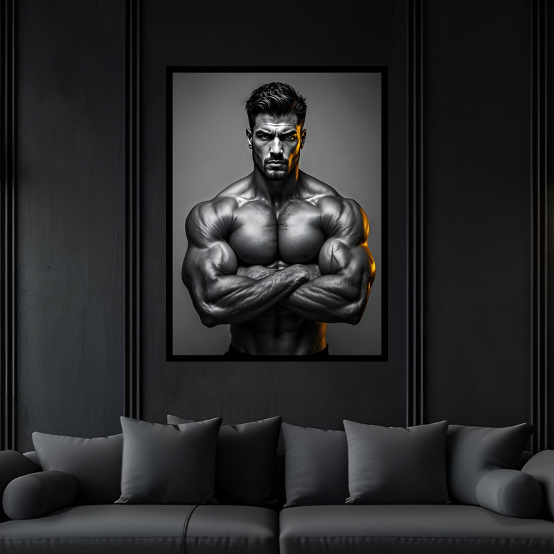 تابلو بکلیت طرح ورزشی بدنسازی تناسب اندام مدل B-bu7609 فریم مشکی