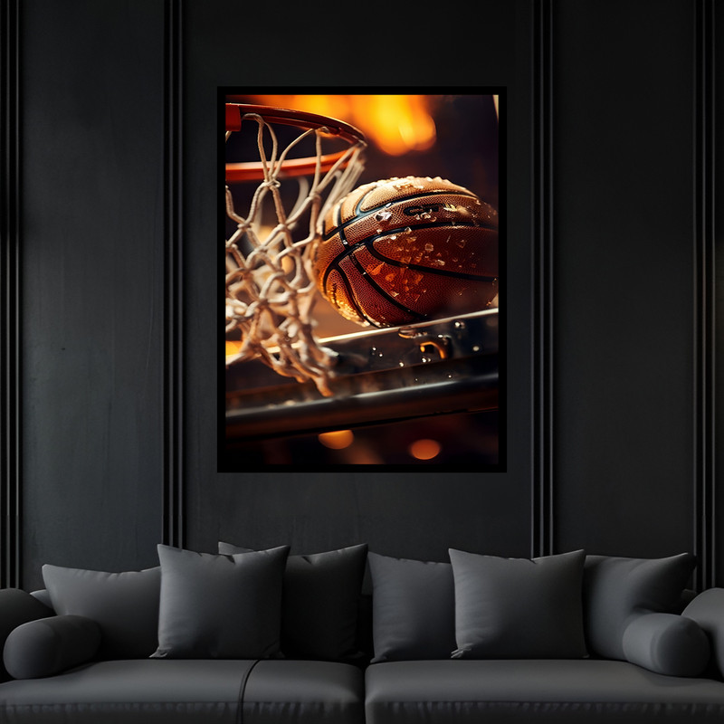 تابلو بکلیت طرح ورزشی توپ بسکتبال مدل B-bu7201 فریم مشکی