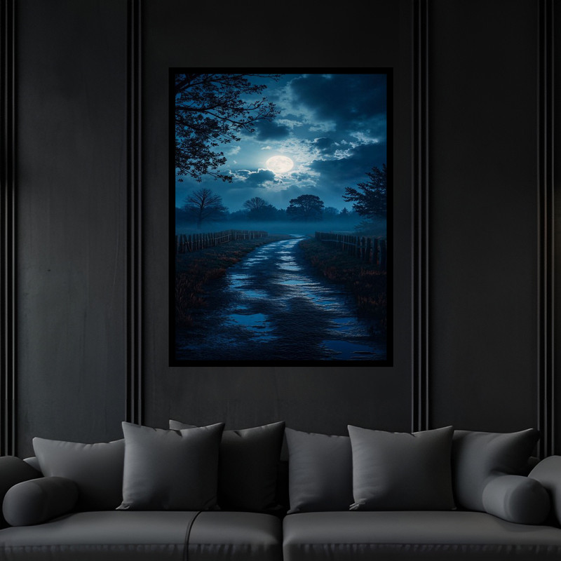 تابلو بکلیت طرح آسمان و منظره ماه مدل B-bu6302 فریم مشکی