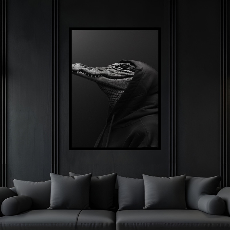 تابلو بکلیت طرح دکوراتیو فانتزی کاریکاتور حیوانات تمساح مدل B-bu6005 فریم مشکی