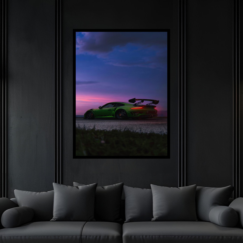 تابلو بکلیت طرح ماشین لوکس مسابقه پورشه مدل B-bu5918 فریم مشکی