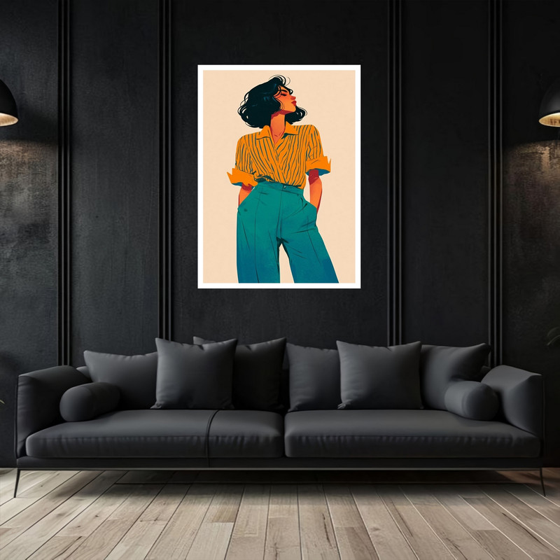 تابلو بکلیت طرح دکوراتیو و مینیمال ژستیک دخترانه مدل W-bu5475 فریم سفید