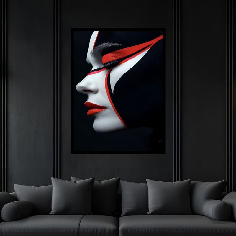 تابلو بکلیت طرح دکوراتیو مدرن ژستیک چهره دخترانه مدل B-bu7115 فریم مشکی