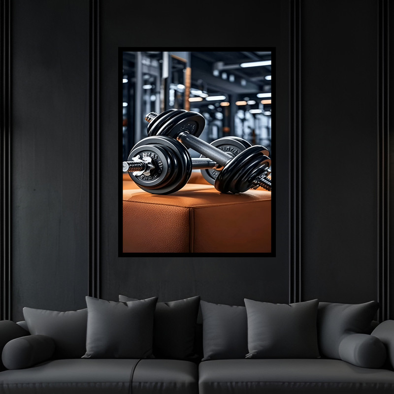 تابلو بکلیت طرح ورزشی دمبل بدنسازی تناسب اندام مدل B-bu7497 فریم مشکی