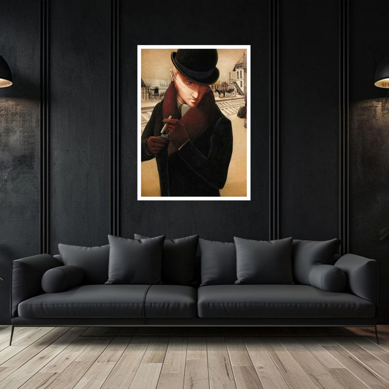 تابلو بکلیت طرح دکوراتیو کلاسیک هنری چهره فانتزی مدل W-bu5530 فریم سفید