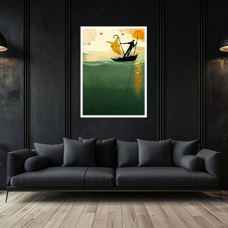 تابلو بکلیت طرح نقاشسی فانتزی هنری مدرن کلاسیک مدل W-bu5525 فریم سفید