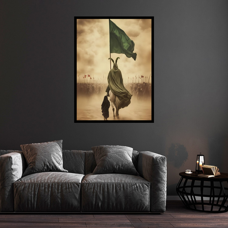 تابلو بکلیت طرح تصویر مذهبی کربلا و امام حسین و روز عاشورا مدل B-bu5624 فریم مشکی