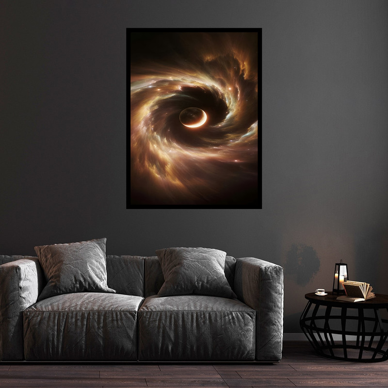 تابلو بکلیت طرح دکوری هنری اسمان ماه  مدل B-bu5771 فریم مشکی