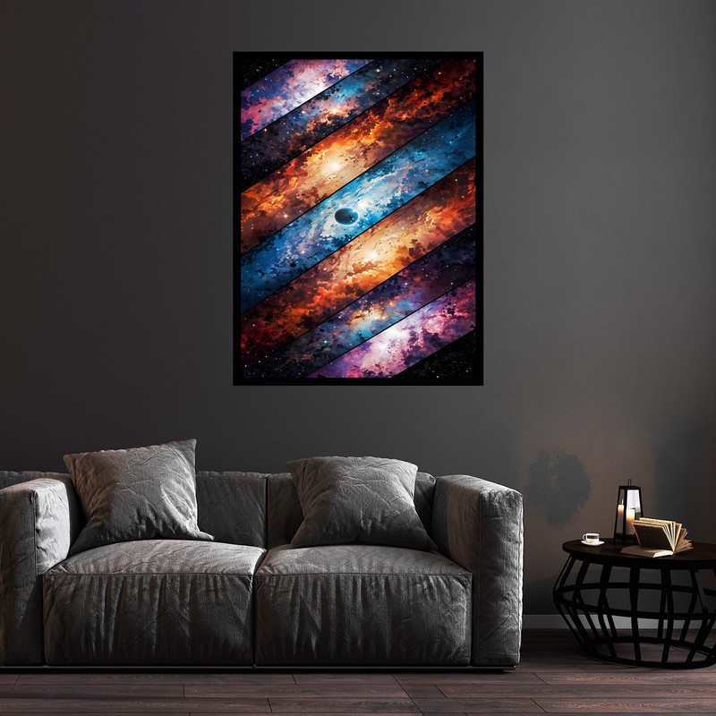 تابلو بکلیت طرح دکوری هنری اسمان مدل B-bu5715 فریم مشکی