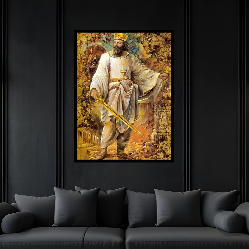 تابلو بکلیت طرح دکوری باستانی تاریخی کشور ایران کوروش مدل B-bu6486 فریم مشکی