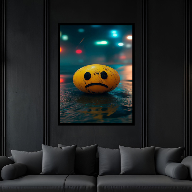 تابلو بکلیت طرح دکوری شکلک و ایموجی ناراحتی و غمگین مدل B-bu6255 فریم مشکی