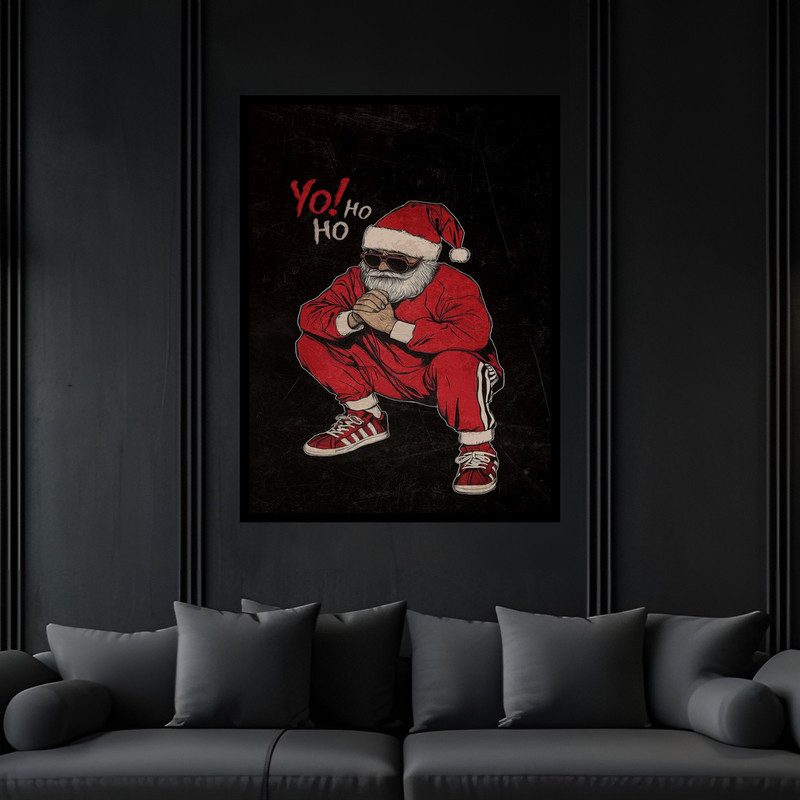 تابلو بکلیت طرح دکوری هنری فانتزی بابا نوئل مدل B-bu5938 فریم مشکی
